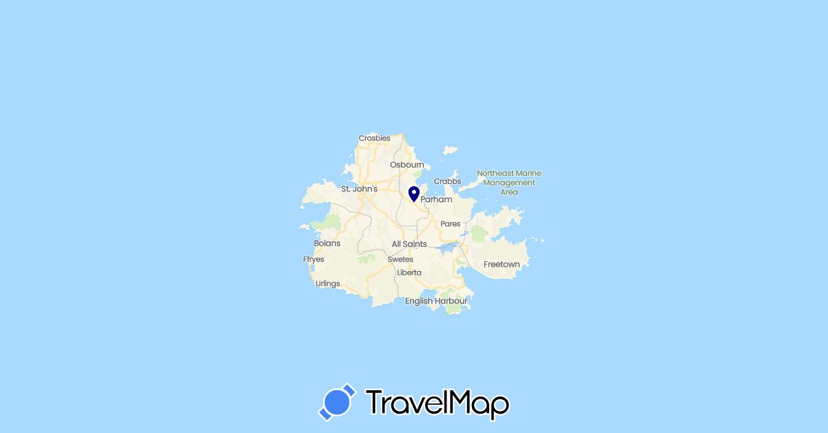 TravelMap itinerary: driving in Antigua and Barbuda (North America)